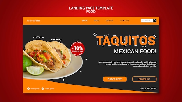 PSD food landing page template design