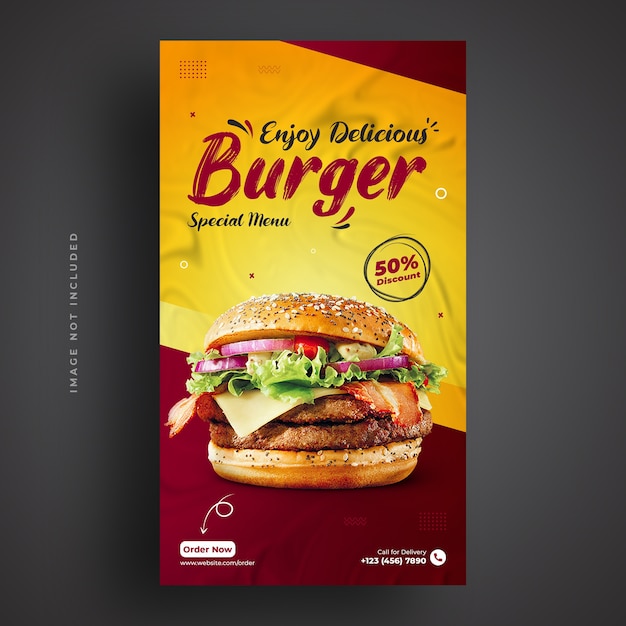 Food-menü und restaurant burger social media banner vorlage