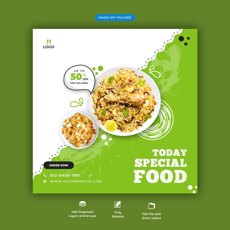 Food-Menü und Restaurant Social Media Banner Vorlage