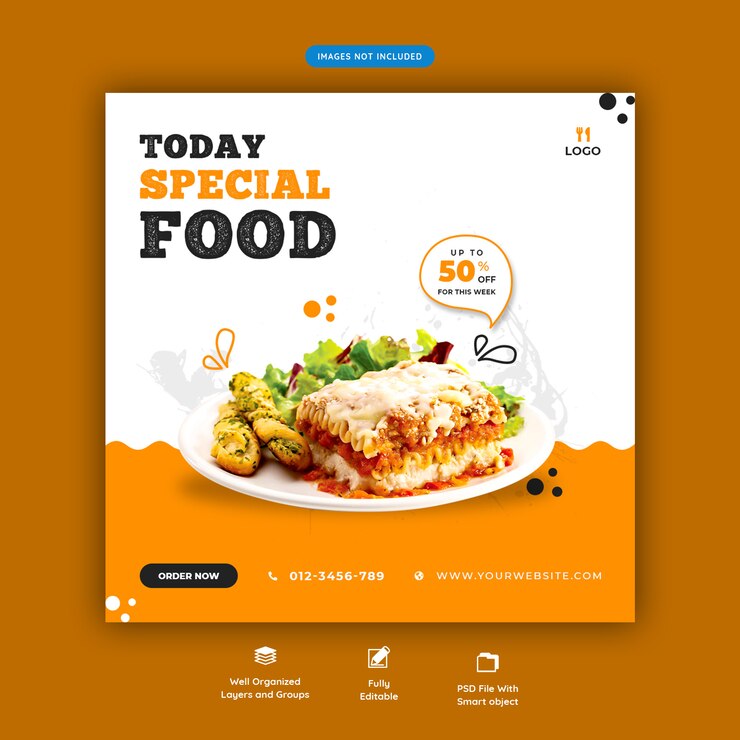 Food-Menü und Restaurant Social Media Banner Vorlage