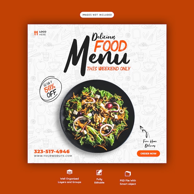 Food-menü und restaurant social media banner vorlage