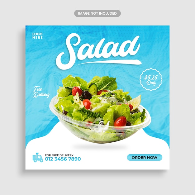 PSD food mídia social promoção salada vegetal e banner post design template
