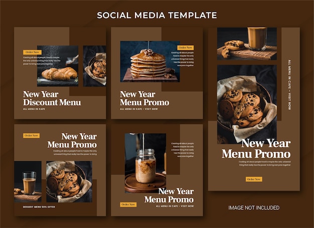 Food New Year Sale Instagram Post Bundle Vorlage