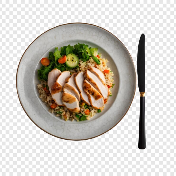 PSD food plate isolated on transparent background