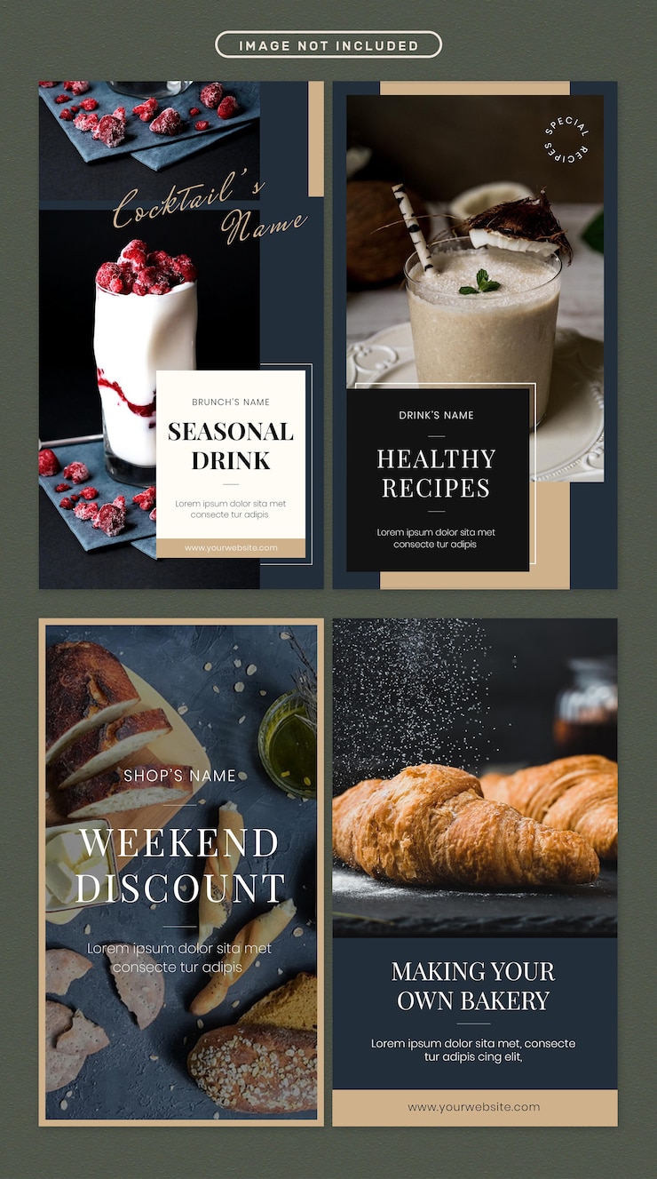 PSD food set di storie sui social media