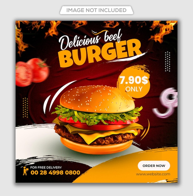 Food-social-media-post und instagram-banner-vorlagendesign premiom psd