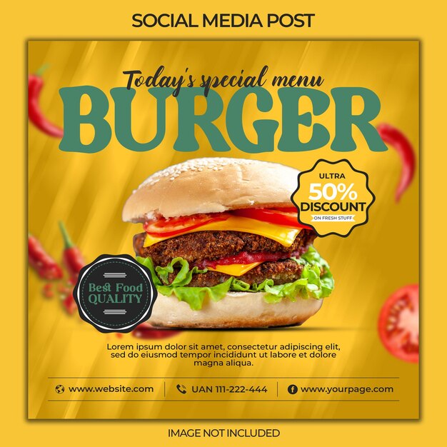 Food Social Media Promotion und Instagram Banner Post Design Vorlage