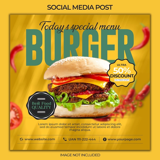 Food Social Media Promotion und Instagram Banner Post Design Vorlage