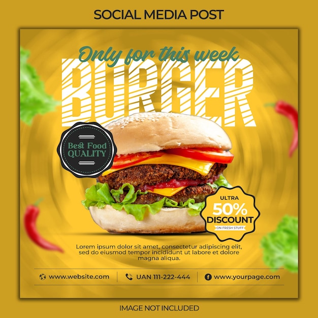 Food Social Media Promotion und Instagram Banner Post Design Vorlage