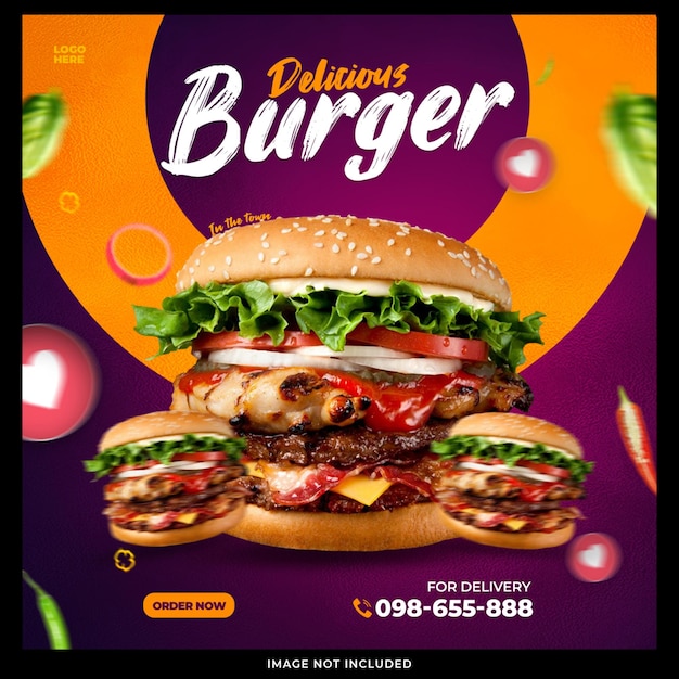 Food Social Media Promotion und Instagram Banner Post Design Vorlage