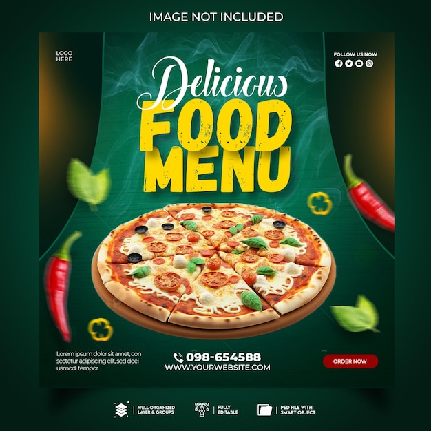 Food Social Media Promotion und Instagram-Banner-Post-Design-Vorlage
