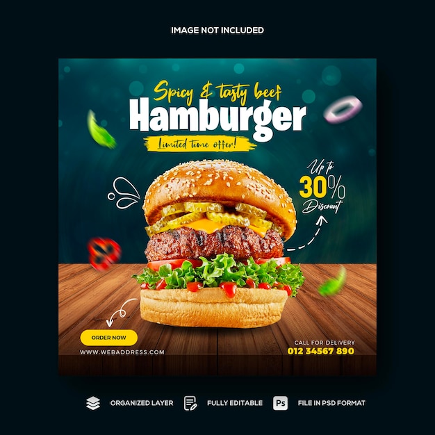 Food Social Media Promotion und Instagram Banner Post Design Vorlage