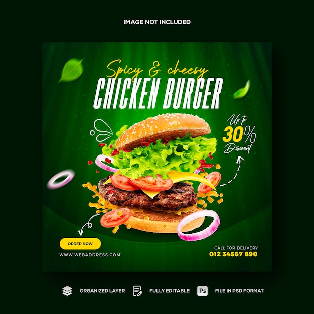 Food Social Media Promotion und Instagram Banner Post Design Vorlage