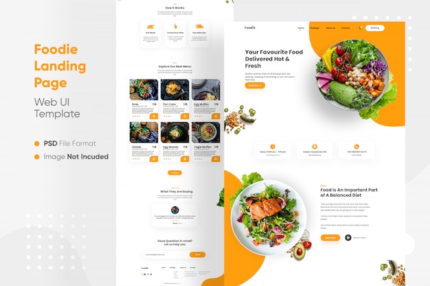 PSD foodie página de inicio web ui