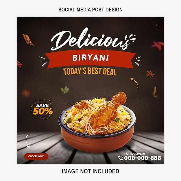 PSD foodsocialmediabanner10 biryani