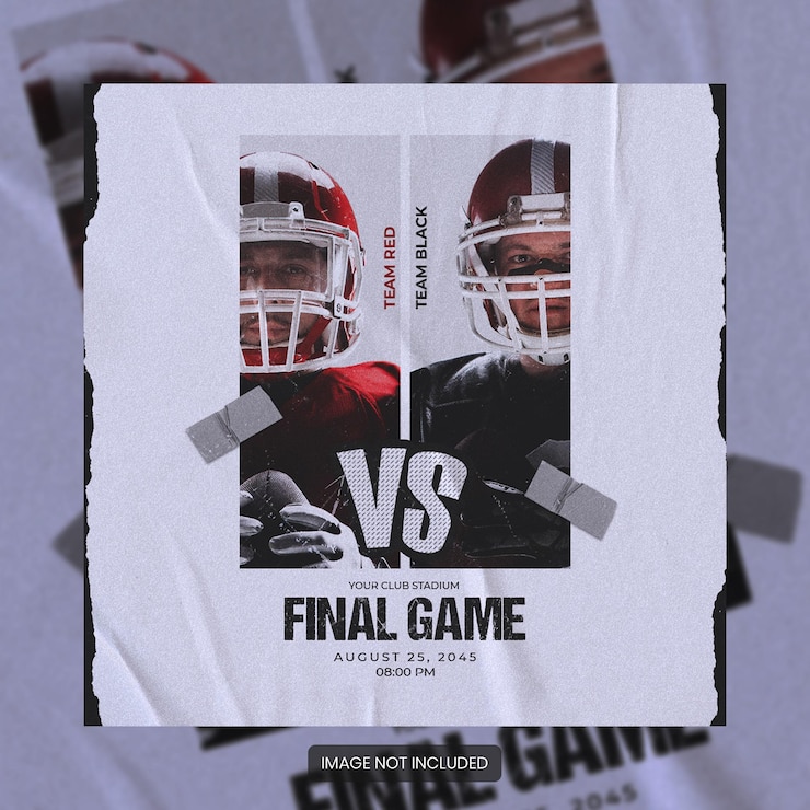 PSD football américain gameday calendrier club carré bannière ou dépliant sur les médias sociaux