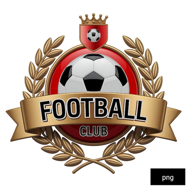 Football Club Emblem with Laurel Wreath and Crown
