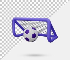Football sur l'icône 3d du poteau de but. icône de ballon de football réaliste. rendu 3d
