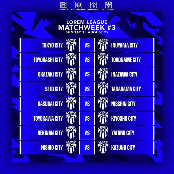 PSD football match fixtures design template