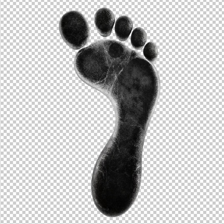 footprint black feet with toes and heels visible