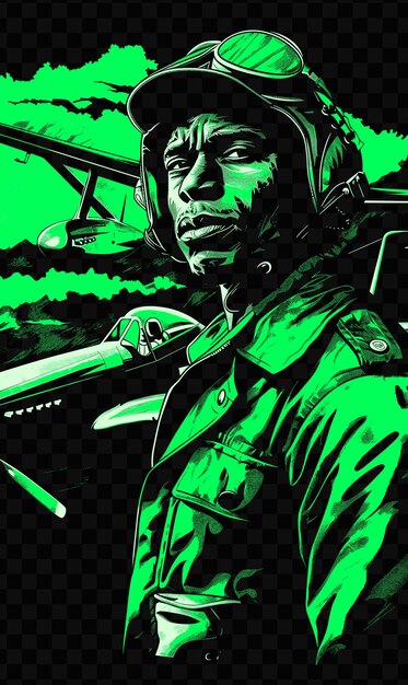 PSD forças aéreas do exército dos estados unidos tuskegee airman com uma jaqueta de bombardeiro stan tshirt design art tattoo ink outlines