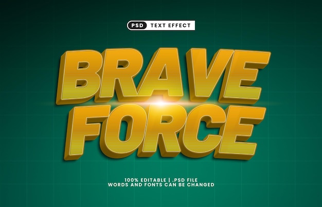 force courageuse effet de texte modifiable avec un effet de texte courageux et héros