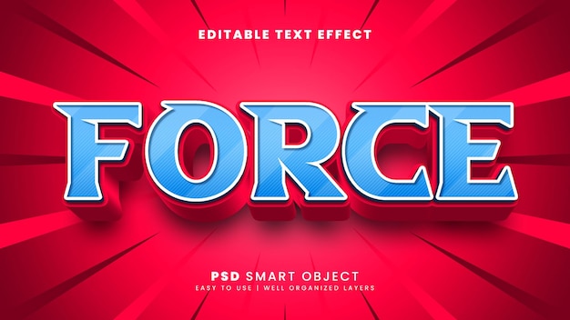 force editable 3d text effect with elegant style