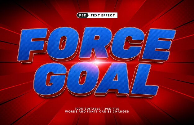 force goal editable text effect with a league and sport text effect