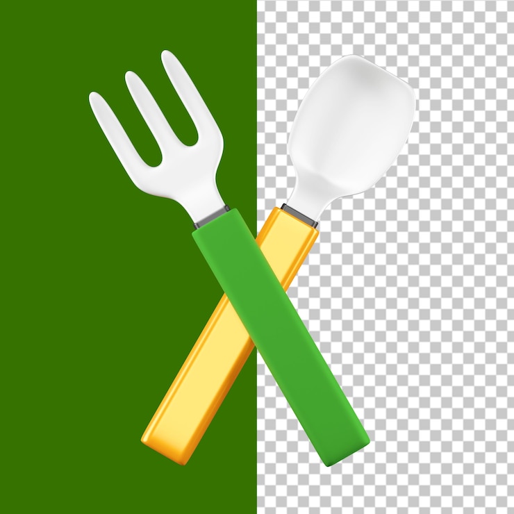 PSD forchetta e cucchiaio illustrazione 3d