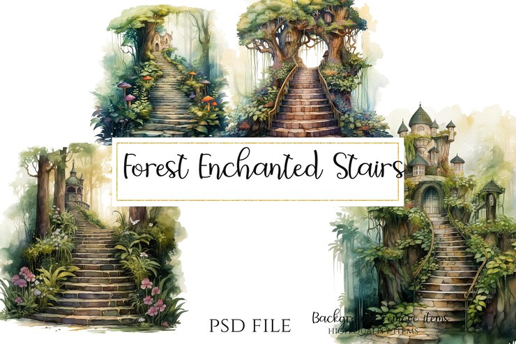 Forest Fantasy Clipart Les escaliers enchantés Clipart PNG
