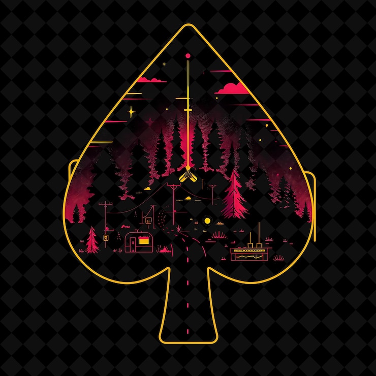 PSD foresta pandemica di neon pulsante all'interno di una silhouette spade lan png paesaggio artistico di neon
