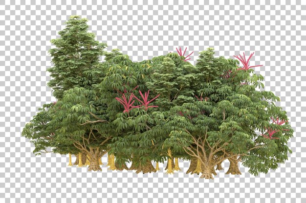 Foresta realistica isolata su sfondo trasparente illustrazione di rendering 3d