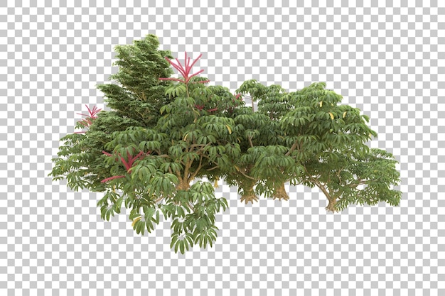 Foresta realistica isolata su sfondo trasparente illustrazione di rendering 3d