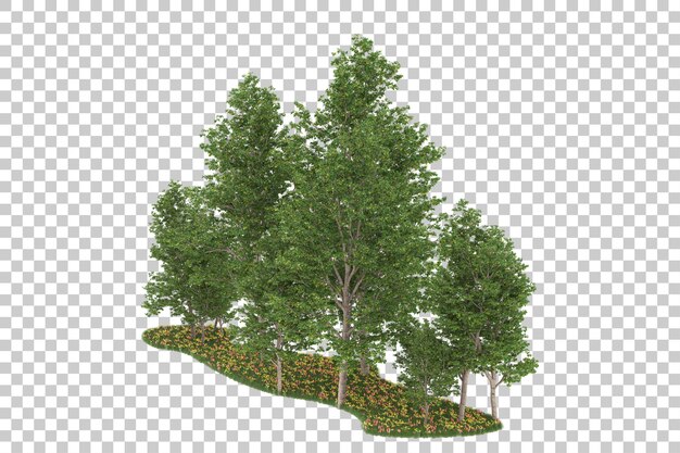 Foresta su sfondo trasparente. rendering 3D - illustrazione