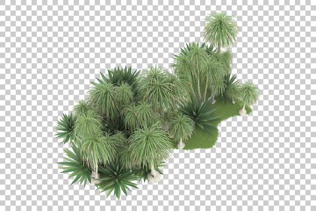 Foresta tropicale isolata su sfondo trasparente 3d rendering illustrazione