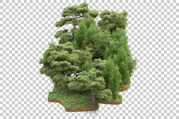 Foresta tropicale isolata su sfondo trasparente 3d rendering illustrazione