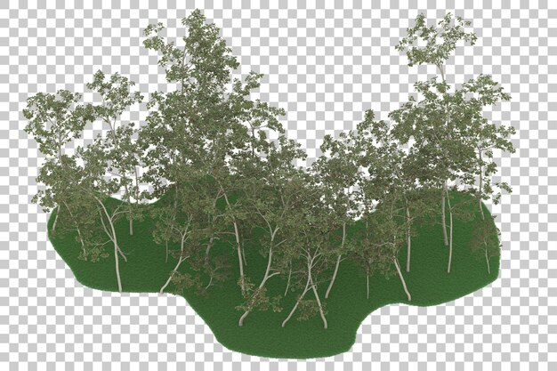 PSD forêt sur fond transparent. rendu 3d - illustration