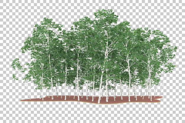 PSD forêt sur fond transparent. rendu 3d - illustration