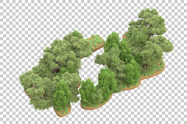 PSD forêt tropicale isolée sur un fond transparent illustration de rendu 3d