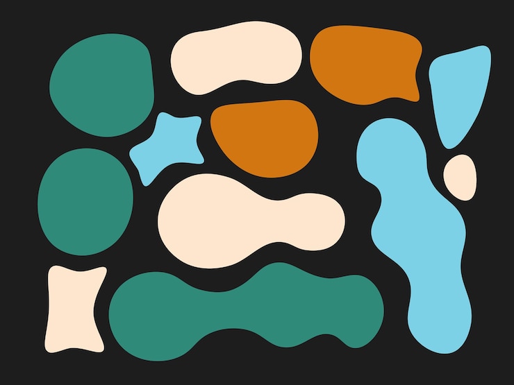PSD form farbenfrohe abstrakte formen flüssige handgezeichnete organische formen doodle-illustration nahtlos