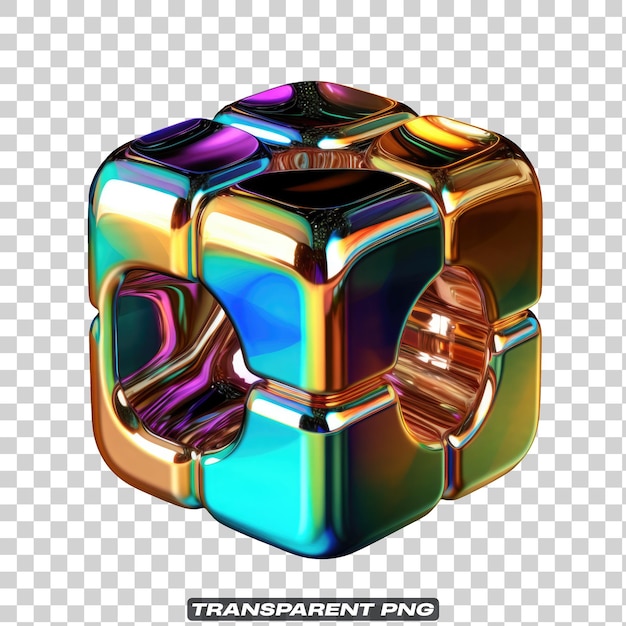 PSD forma abstrata de cubo fluido iridescente isolada