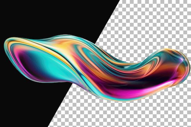Forma abstrata de onda fluida iridescente isolada