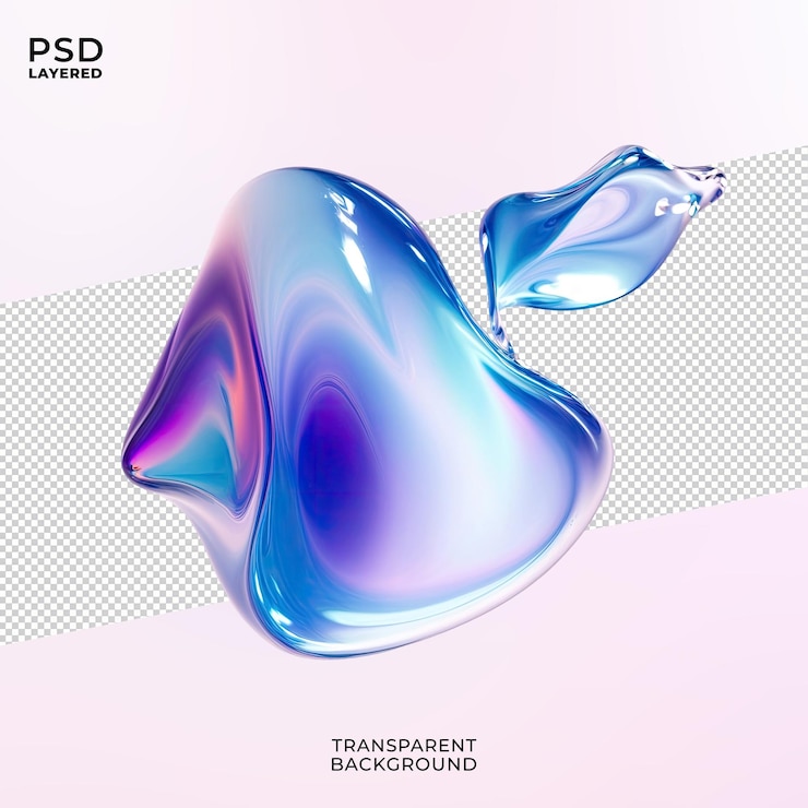 PSD forma abstrata holográfica fluida 3d