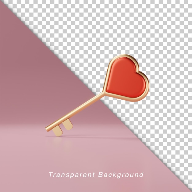 Forma de amor de llave de candado de ilustración 3d para san valentín