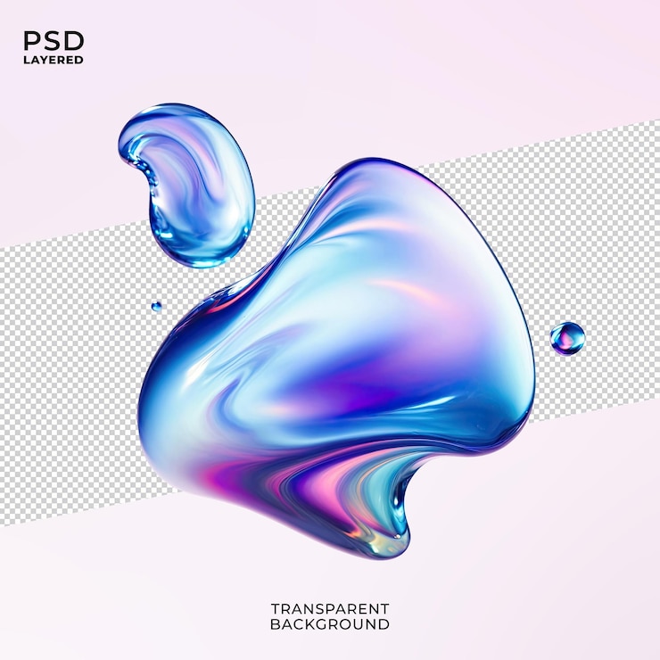 PSD forma astratta olografica fluida 3d