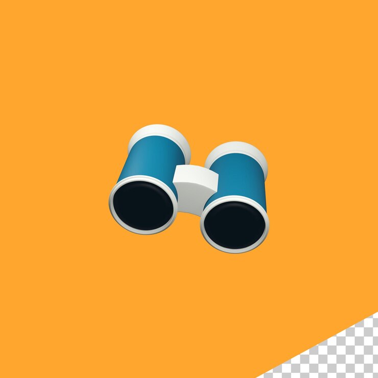 PSD forma binocular azul y blanca en 3d