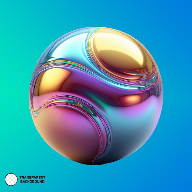 Forma de bola abstracta en 3d con colores de gradiente en un fondo transparente