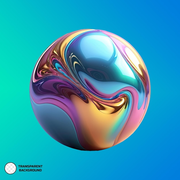 PSD forma de bola abstracta en 3d con colores de gradiente en un fondo transparente