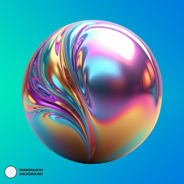 Forma de bola abstracta en 3d con colores de gradiente en un fondo transparente