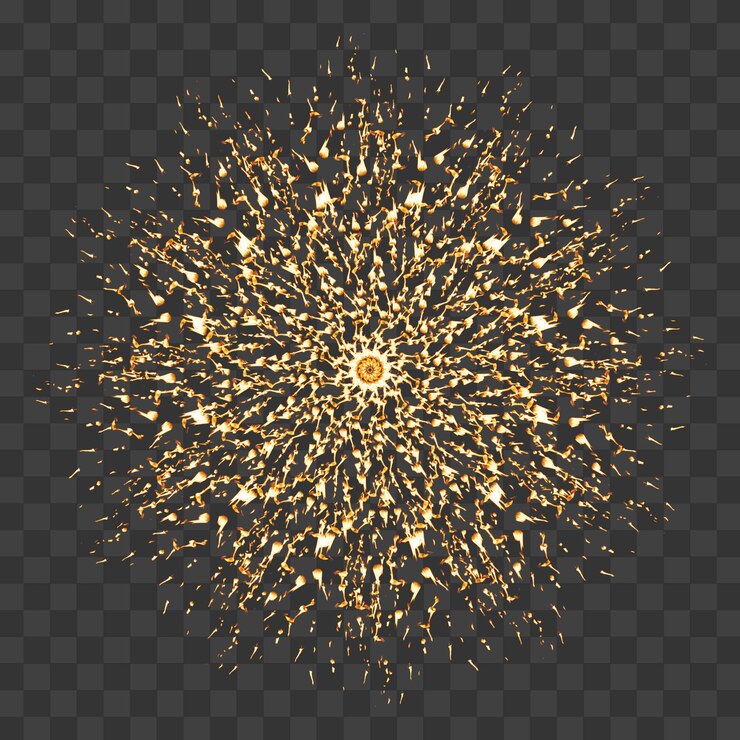 PSD una forma circular de efecto de fuegos artificiales con chispas de fuego sobre un fondo transparente